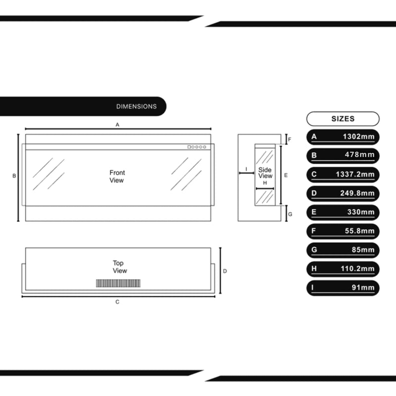 Bespoke Fireplaces Panoramic S 1300