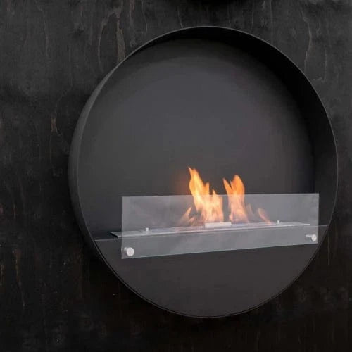 ScandiFlames Delaware Large Round Wall Mounted Biofireplace - Black