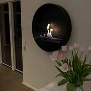 ScandiFlames Delaware Large Round Wall Mounted Biofireplace - Black