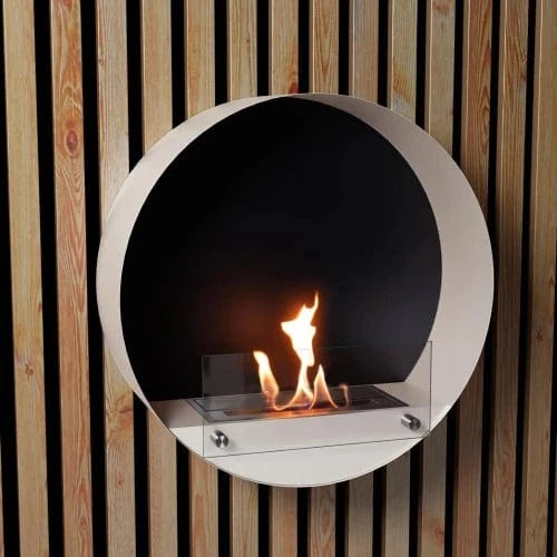 ScandiFlames Delaware Round Wall Mounted Biofireplace - White
