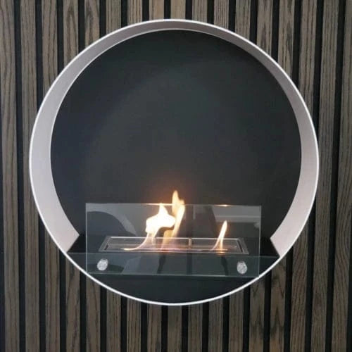 ScandiFlames Delaware Round Wall Mounted Biofireplace - White