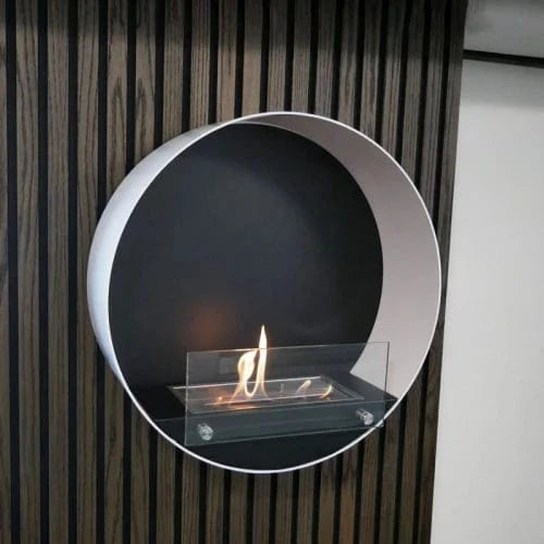 ScandiFlames Delaware Round Wall Mounted Biofireplace - White