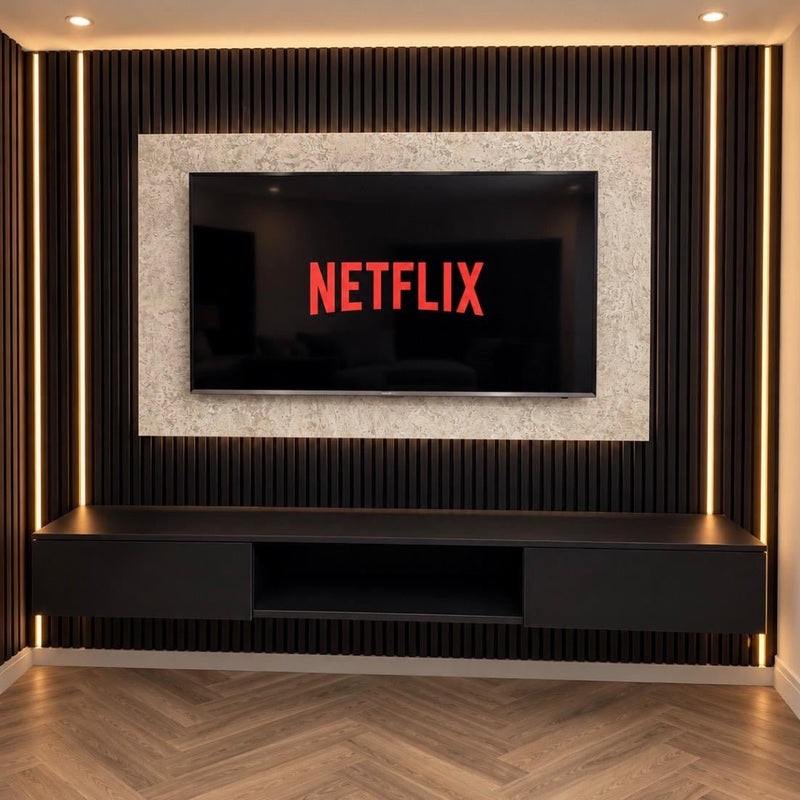 TV Backboard in Beige Ambiance Granite - Premium MFMDF Core - LUXE SUPPLIES