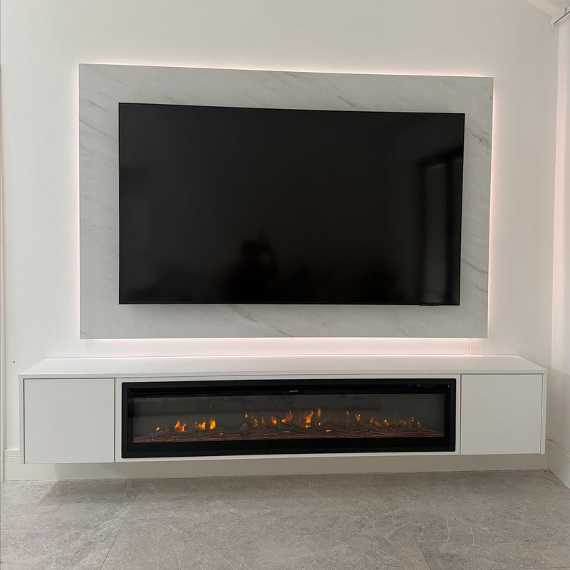 TV Backboard in White Levanto Marble